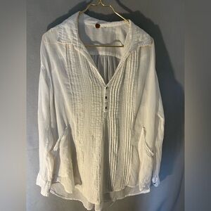 Free People FP One airy boho / pintuck blouse in White size S